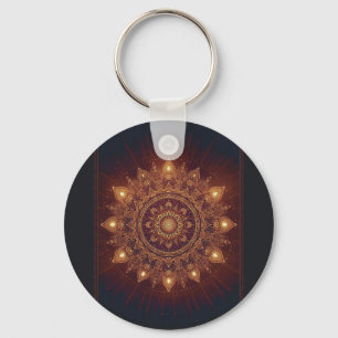 Golden Diwali Mandala – Light Within and Around Key Ring