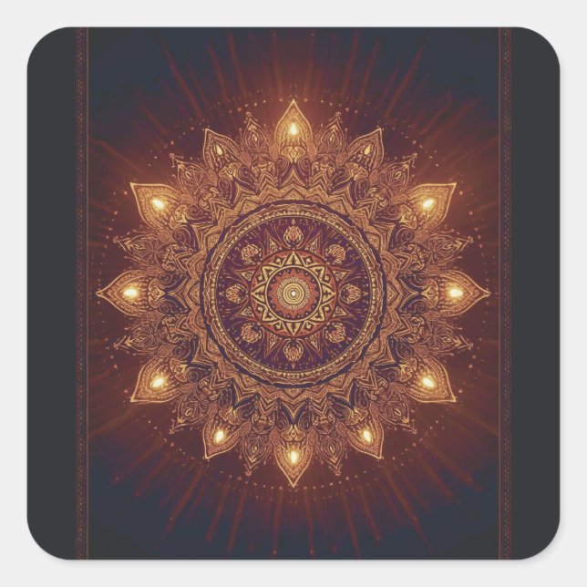 Golden Diwali Mandala – Light Within and Around Square Sticker (Front)