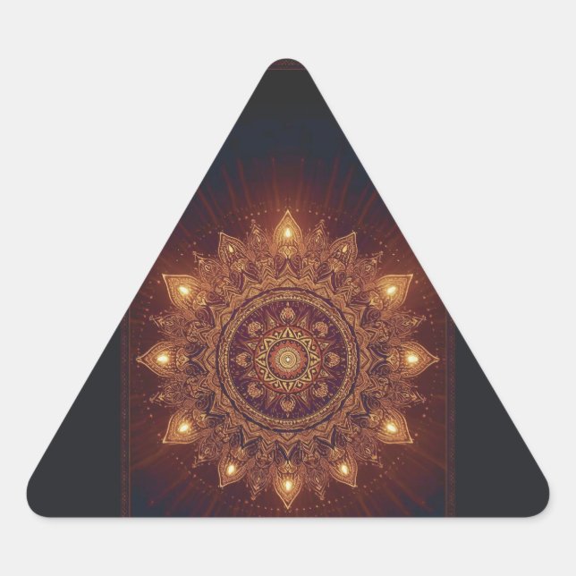 Golden Diwali Mandala – Light Within and Around Triangle Sticker (Front)