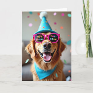 Golden Dog Birthday Portrait Card