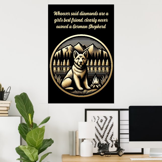 Golden Dog by the Campfire Poster (Home Office)