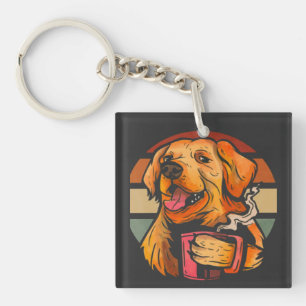 Golden dog coffee T-Shirt Key Ring