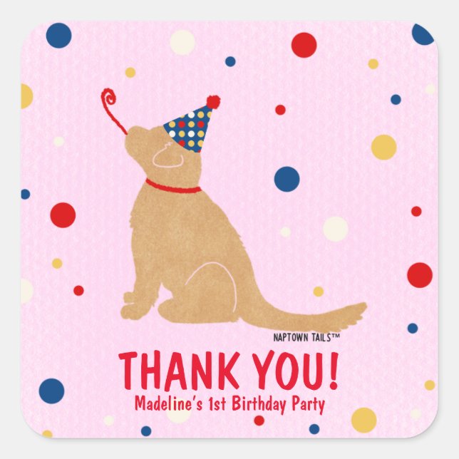 Golden Dog Custom Birthday Bubbles Sticker (Front)
