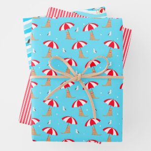Golden Dog Days Beach Seagulls Umbrella Gift Wrap