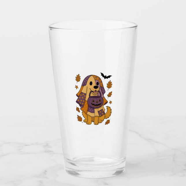 Golden Dog Ghost Halloween Glass (Front)