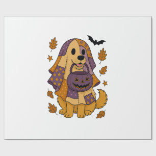 Golden Dog Ghost Halloween Wrapping Paper