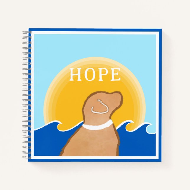 Golden Dog HOPE sunrise waves Kid’s Prayer Journal (Front)