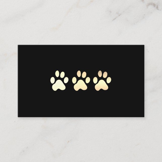 Golden Dog Paws White Leather Elite Business Card (Front)