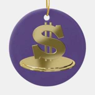 Golden dollar ceramic tree decoration