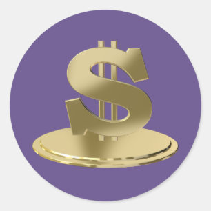 Golden dollar classic round sticker