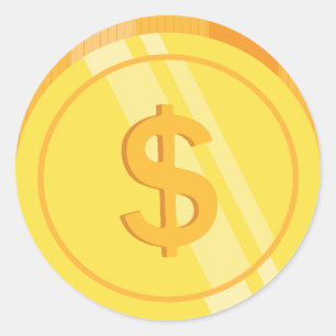 Golden Dollar Coins Classic Round Sticker