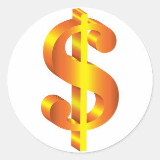 Golden Dollar Sign Classic Round Sticker