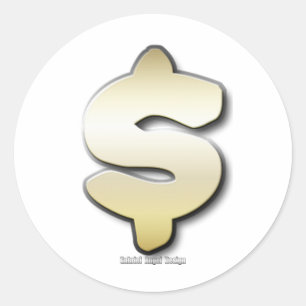 Golden Dollar Sign Classic Round Sticker