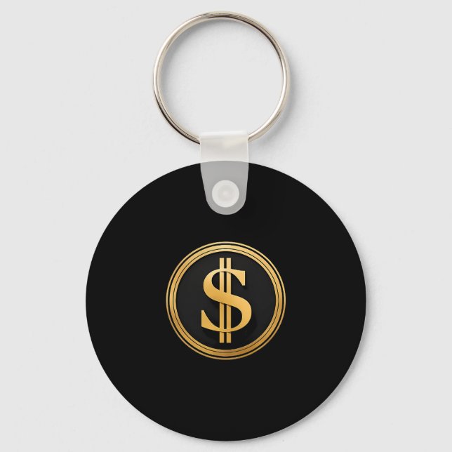 Golden Dollar Sign D.o.g.e. 4th Of July 1776 2025  Key Ring (Front)