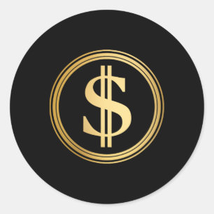 Golden Dollar Sign D.o.g.e. 4th Of July Classic Round Sticker