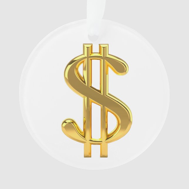 Golden Dollar Sign Ornament (Front)