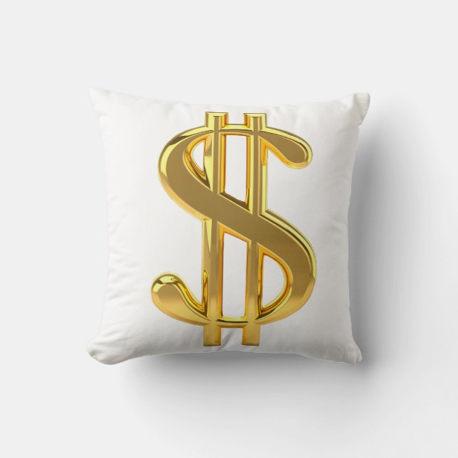 Golden Dollar Sign Pillow (Front)