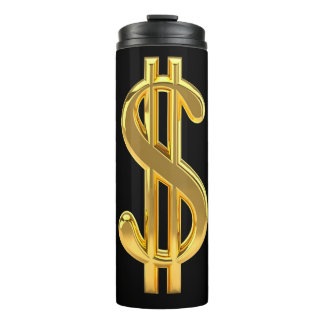 Golden Dollar Sign Thermal Tumbler