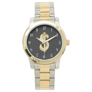 Golden dollar sign watch