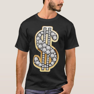 Golden Dollar Sign with Diamonds gift T-Shirt