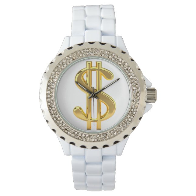 Golden Dollar Sign Woman's Watch (Front)