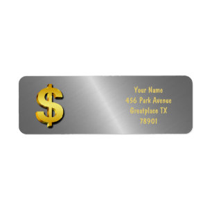 Golden Dollar Sparkling Sign Money Symbol Return Address Label