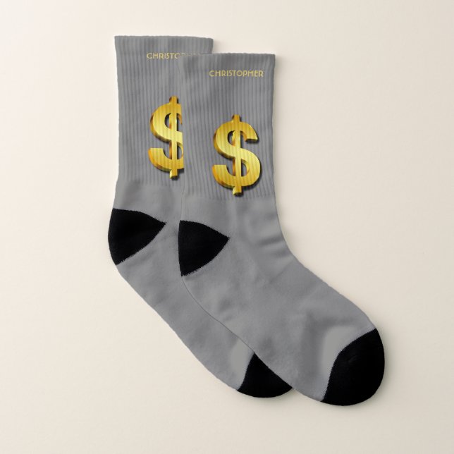 Golden Dollar Sparkling Sign Money Symbol Socks (Pair)