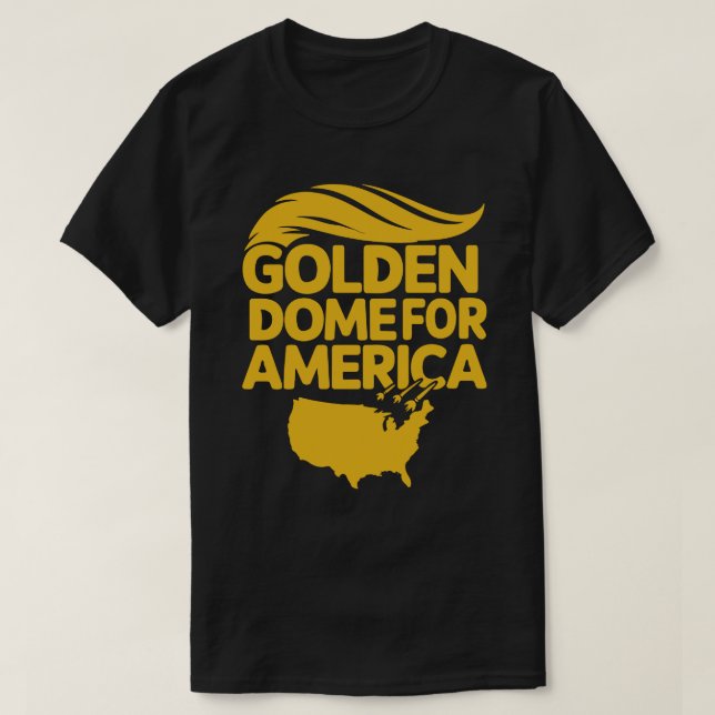 "Golden Dome For America: Hair Shield USA" Satiric T-Shirt (Design Front)