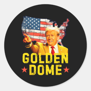 Golden Dome Trump Great American Map Patriotic 4th Classic Round Sticker