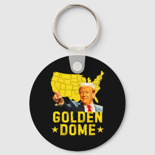 Golden Dome Trump Great American Map Patriotic 4th Key Ring
