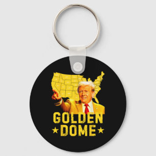 Golden Dome Trump Great American Map Patriotic 4th Key Ring