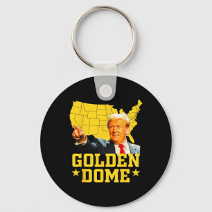 Golden Dome Trump Great American Map Patriotic 4th Key Ring