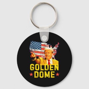 Golden Dome Trump Great American Map Patriotic 4th Key Ring