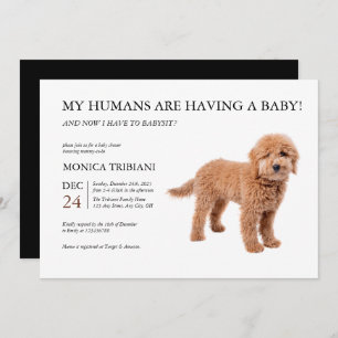 Golden Doodle Baby Shower Minimalist Invitation