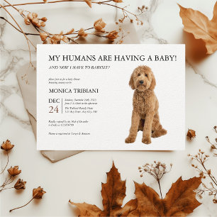 Golden Doodle Baby Shower Minimalist Invitation