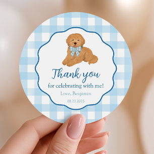 Golden Doodle Birthday Party Favor Thank You Classic Round Sticker