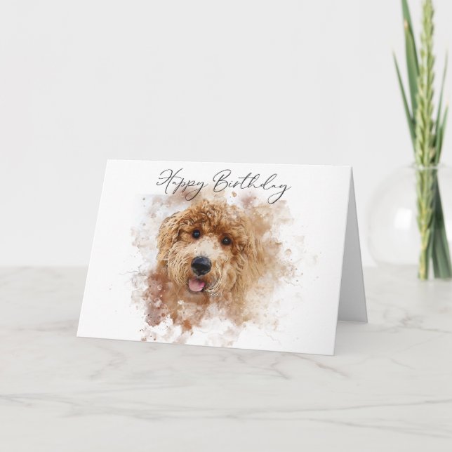 Golden Doodle Cavapoo Happy Birthday Card (Front)