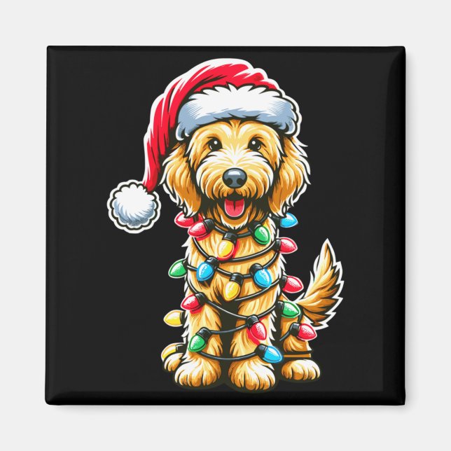 Golden Doodle Christmas Tree Xmas Dog Pajamas Gold Magnet (Front)