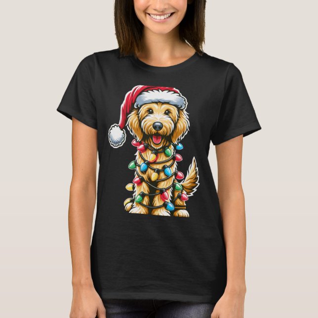 Golden Doodle Christmas Tree Xmas Dog Pajamas Gold T-Shirt (Front)