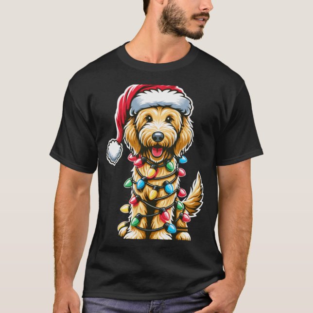 Golden Doodle Christmas Tree Xmas Dog Pajamas Gold T-Shirt (Front)