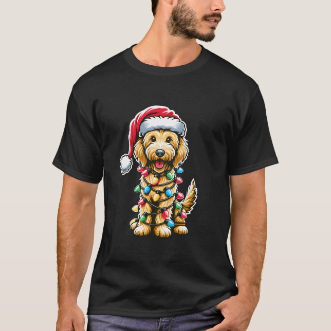 Golden Doodle Christmas Tree Xmas Dog Pyjamas Gold T-Shirt (Front)