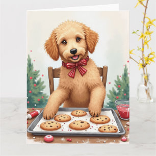 Golden Doodle Decorating Christmas Cookies Card