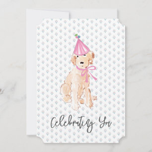 Golden Doodle Dog Birthday Cake Hat Celebrating