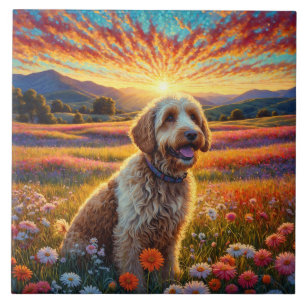 Golden Doodle dog Ceramic Tile