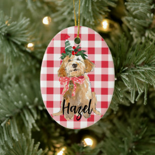 Golden Doodle Dog Christmas Ceramic Ornament