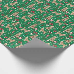 Golden Doodle Dog Christmas holiday Wrapping Paper