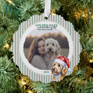 Golden Doodle Dog Christmas Photo  Tree Decoration Card