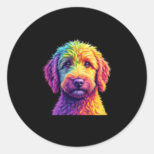 Golden doodle dog colourful goldendoodle face dog classic round sticker