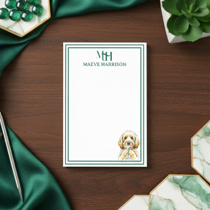Golden Doodle Dog Martini Glass Monogram Post-it Notes