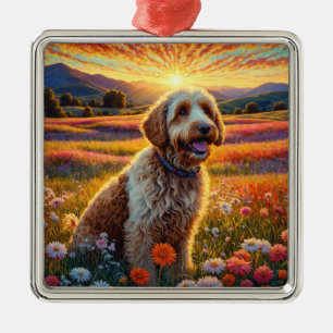 Golden Doodle dog Metal Ornament